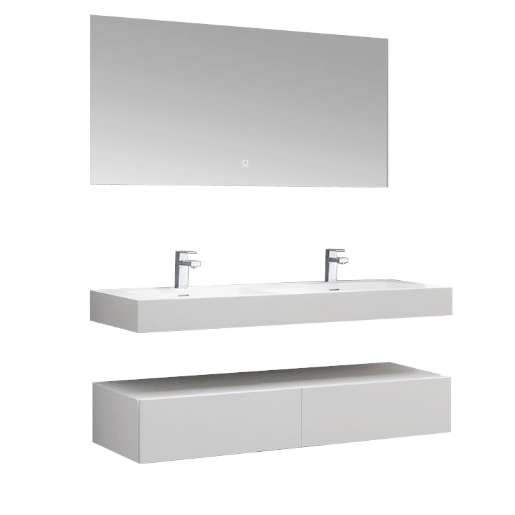 StoneArt Conjunto de muebles de cuarto de baño LP4514 blanco 140x48cm