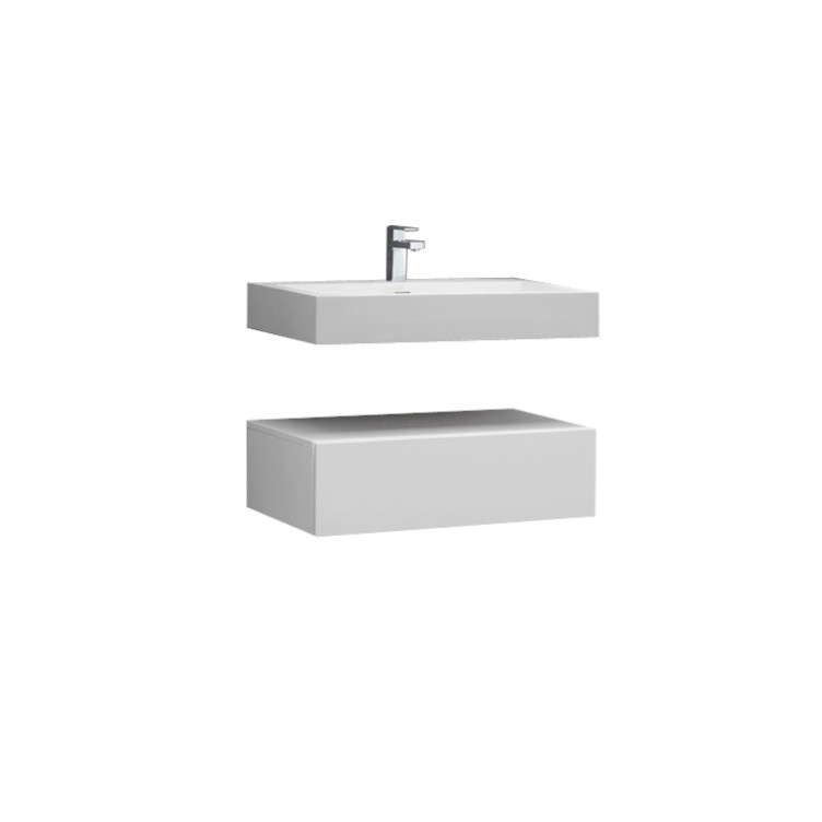 StoneArt Mueble de cuarto de baño LP4508 blanco 80x48cm brillante