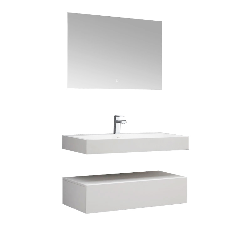 StoneArt Conjunto de muebles de baño LP4510 blanco 100x48cm mate