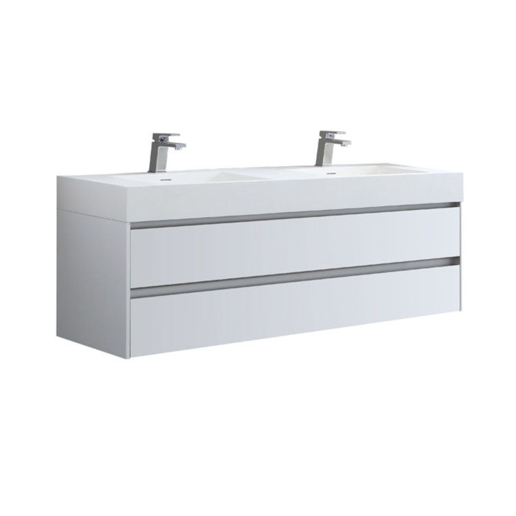 StoneArt Mueble de cuarto de baño Milan ML-1600 blanco brillo 160x48