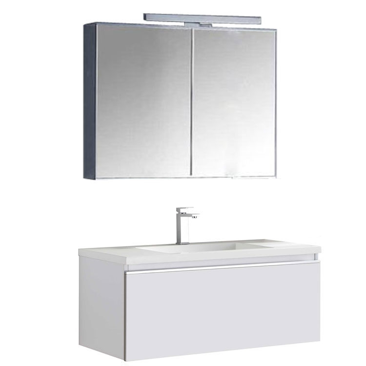 Conjunto de muebles de baño Milano, blanco, 80x45cm, ME-0800-1