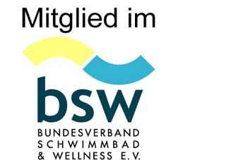 Logotipo de la Bundesverband Schwimmbad & Wellness e.V. con la inscripción "Mitglied im bsw".