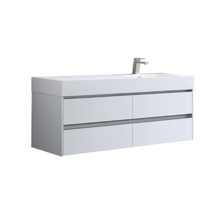 StoneArt Mueble de cuarto de baño Milan ML-1400 blanco brillo 140x48