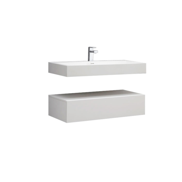 StoneArt Mueble de cuarto de baño LP4510 blanco 100x48cm brillante